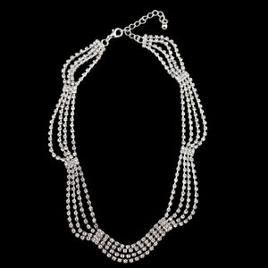 💎 Four Strand Rhinestone Statement Necklace | Holiday Sparkle Neckace